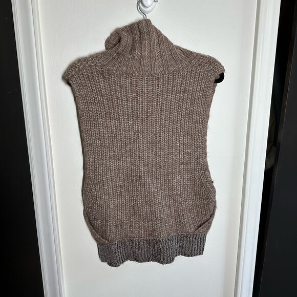 Kate Spade Saturday Wool Alpaca Brown Sleeveless Sweater Turtleneck Size Large - Picture 6 of 12